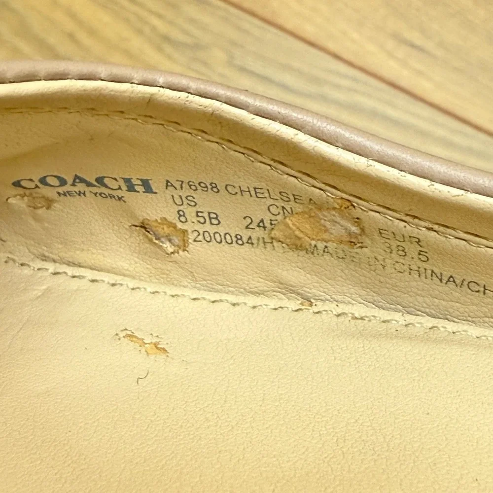 Coach Chelsea Beige Flats Womens 8.5 Beige Leather Cap Toe Ballet - Picture 11 of 11